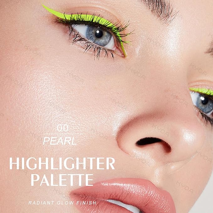 KYDA Face Highlighter Palette, High Glossy Pearl White Face Illuminator Palette, Natural Shimmer Smooth Baked Highlighter Makeup, Lasting Sparkling Baked Pressed Powder- PEARL