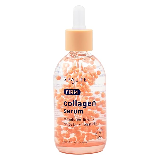 Spa Life Face Serum: FIRM Collagen Serum 100 ml (3.7 oz) - Enhanced Firmness and Hydration – Skin Smoothing, Face Plumping, Pearl-infused - Fights Fine Lines & Wrinkles, For All Skin Types