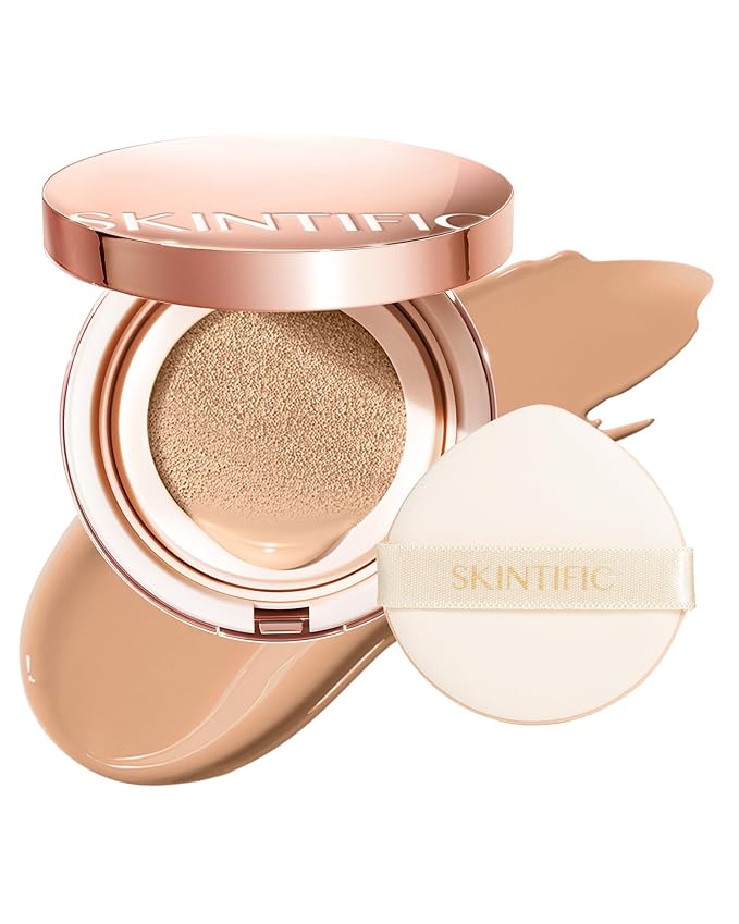 Full Coverage Cushion Foundation, Weightless, Skin Fit, Satin Glow Finish, Oil-Control Waterproof Foundation, Sweatproof Flawless BB Cream CC Korean Makeup,Tattoo Cover Up, Buildable(#04 Beige)