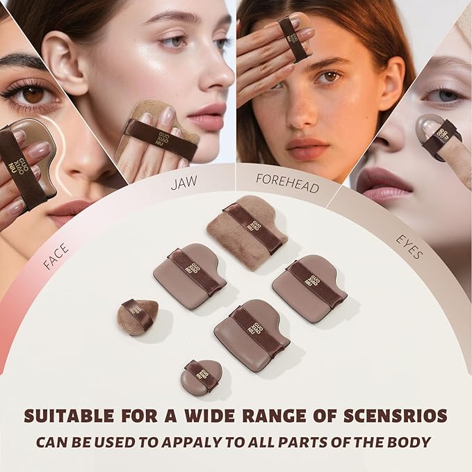 6pcs Powder Puffs Set With Case, Makeup Powder Puff, Velour Makeup Puff, Setting Powder Puff, Reusable & Washable, Ideal For Foundation, Powder Cream, Setting, Christmas Gifts For Women