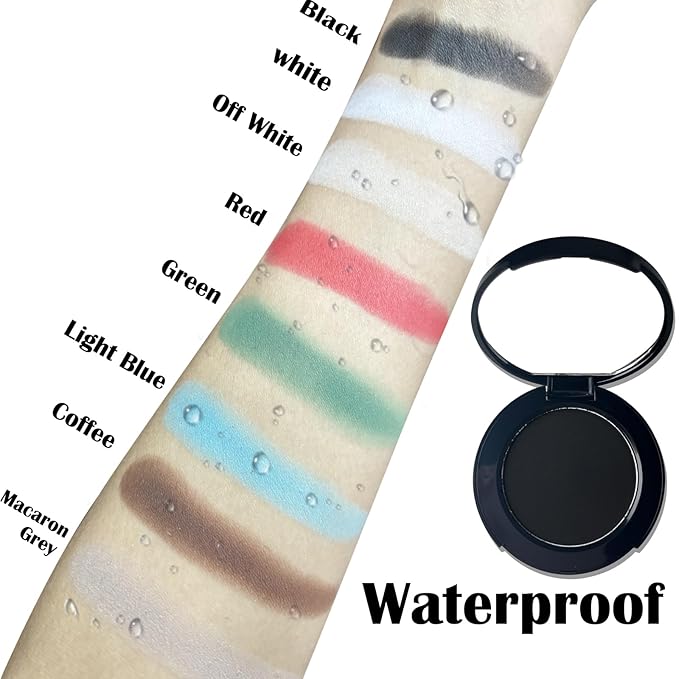 MEICOLY Black Eye Shadow with Mirror,Matte Single Eyeshadow for Halloween,Pressed Powder Eyeshadow Makeup,Matte Shade Eyelid Color Eye Makeup for Women,High Pigment,Long Wear,Waterproof,Intense Color