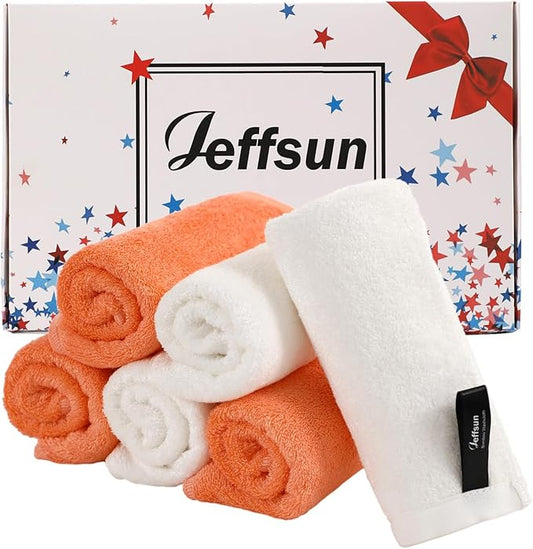 Wash Cloths 6 Pack, Super Soft and Gentle Face Towels on Sensitive Skin, 13x13 inch Large Bath Washcloths for Face and Body, Reusable Makeup Remover Eraser, Easy to Rinse White Facial Cleaning Cloths