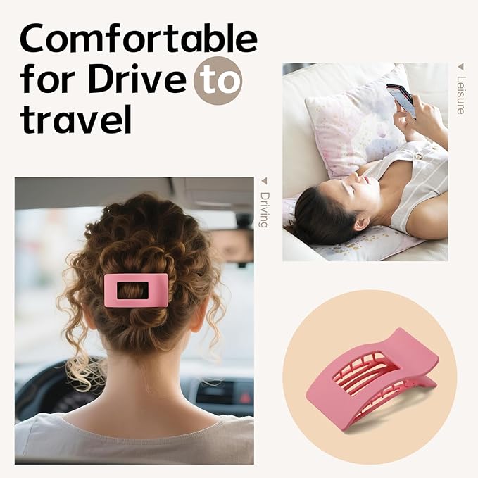 8 Pack French Flat Hair Clips for Women – Large Matte No-Slip Claw Barrettes for Thick & Thin Hair, Strong Hold Styling Accessories (Red and Pink)