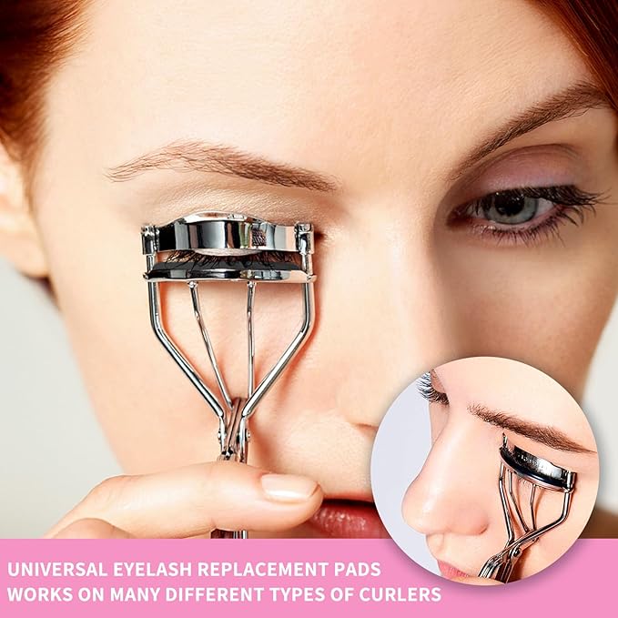 Soft Silicone Rubber Eyelash Curler Refills Compatible with Shiseido, Tweezerman, Revlon, Shu Uemura, Surratt, e.l.f Eyelash Curler for Travel Portable Carry,Cosmetic Accessory,6PCS (Black)