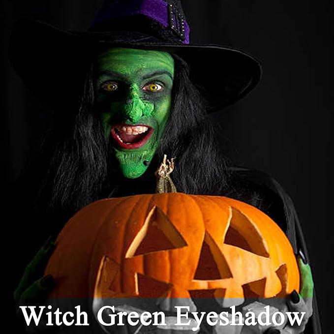 MEICOLY 9 Colors Glitter Green Eyeshadow Palette,Green Eye Shadow for Halloween Wicked Witch Elphaba Makeup,Long Lasting Shimmer Matte Eye Makeup Palette Eyelid Color,Christmas Stocking Stuffers