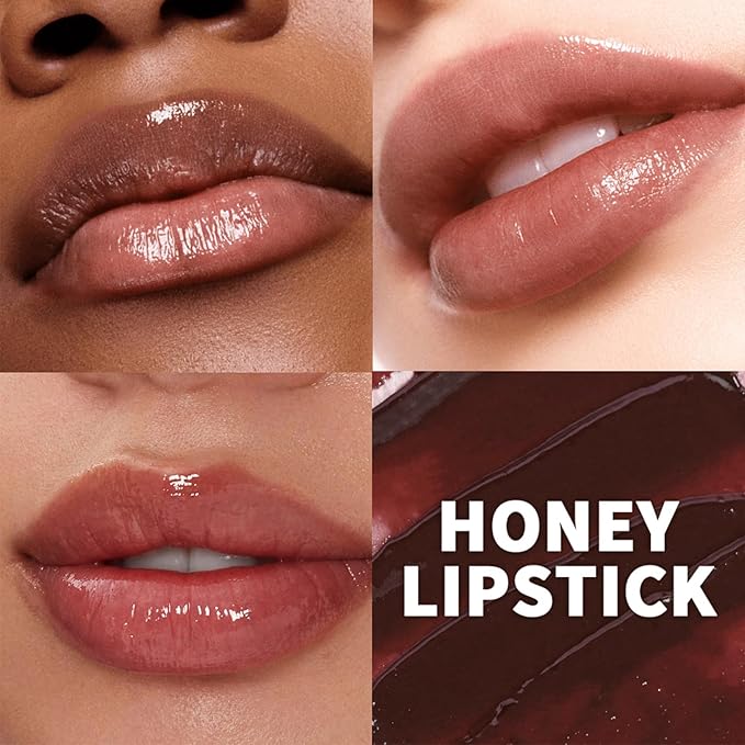 Honey Lip Tinted Lip Balm, Nourishing Hydrating Natural Color, Moisturizing Lip Care for Soft Lips for Daily Use, Enhances Lips with a Subtle Tint, Long Lasting, Lightweight (1PCS Black, Large)