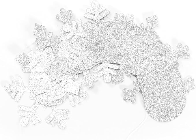 Snowflake Snow White-Silver Christmas Party-Decorations Garland - 61Ft Winter Wonderland Frozen Hanging Paper Streamers Banner,Birthday New Year Supplies Decor Ouruola