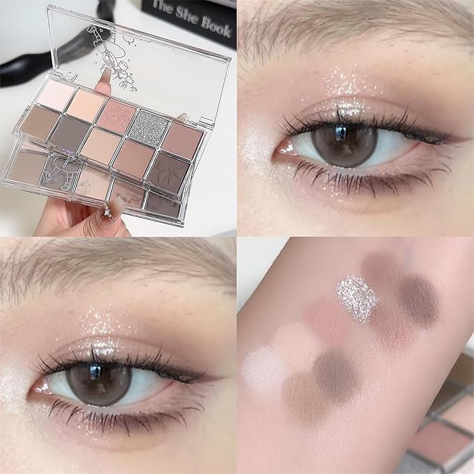 Erinde 10 Colors Eyeshadow Palette Makeup - Matte Shimmer Glitter Eye Shadow, Ultra-Blendable, High Pigmented, Naturing-Looking, Neutral Nude Eyeshadow Pallet with Professional Brush,21