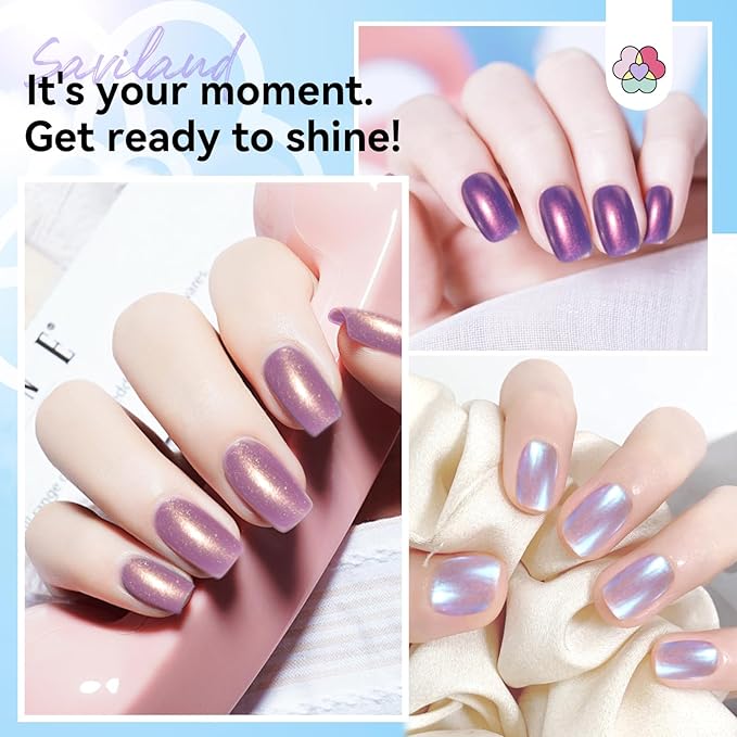 SAVILAND Color Artistry Pearl Nail Polish Set: Quick Dry 12-Free Aurora Nail Polish 6 Shimmer Colors Fingernail Polish Set Color-Locked Summer Vegan Nail Toes Lacquer DIY Nail Art Home Use Women