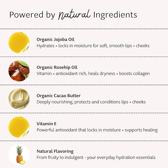 Slo | Natural Lip Balm - All Natural Ingredients, Vegan & Cruelty Free, Hydrating & Soothing, Plastic Free, Paper Packaging | 5 pack one of each flavour (5 x 0.28oz/8g)