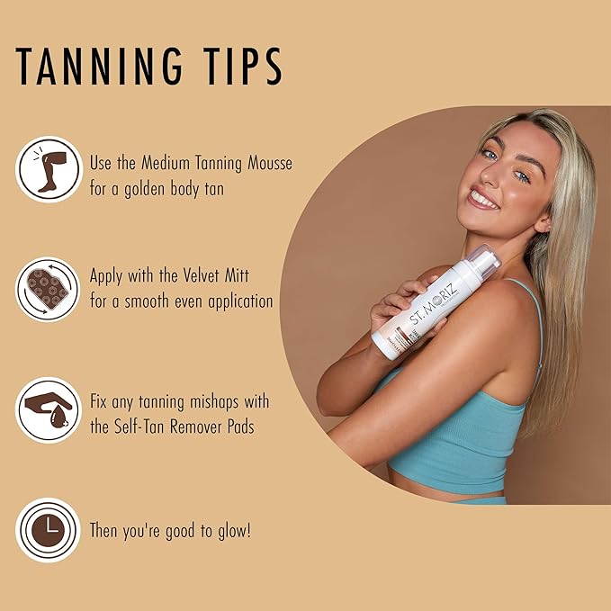 St Moriz Ready to Glow Self-Tan Gift Set – Medium Tanning Mousse, Face Drops & Velvet Mitt – Self Tanner Kit for Face & Body, Vegan, Streak-Free, Fast-Drying, Easy to Apply