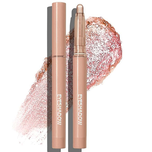 Glitter Eyeshadow Stick Metallic Chrome Finish, Shimmer Cream Eye Shadow Stick Long Lasting Holographic Color Sparkle Multi-Use Eye Brightener Highlighter Makeup Blendable Eyeliner Pencil, 7#