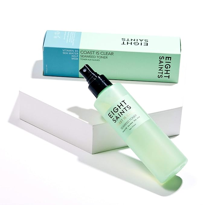 Eight Saints Coast is Clear Seaweed Anti Aging Face Toner, Natural and Organic Alcohol Free Witch Hazel Toner for Face, Minimizes Large Pores and Redness, 6 Ounces