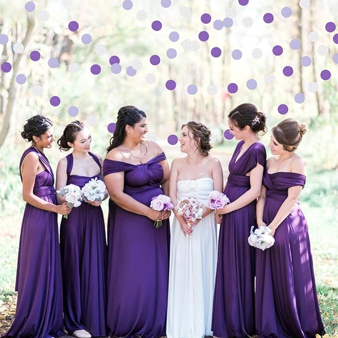Purple Silver Birthday Party-Decorations Streamers - 52FT Graduation Hanging Paper Garland Banner,Baby Bridal Shower Engagement Wedding Anniversary Bachelorette Mothers Day Backdrop Decor Hugtmr