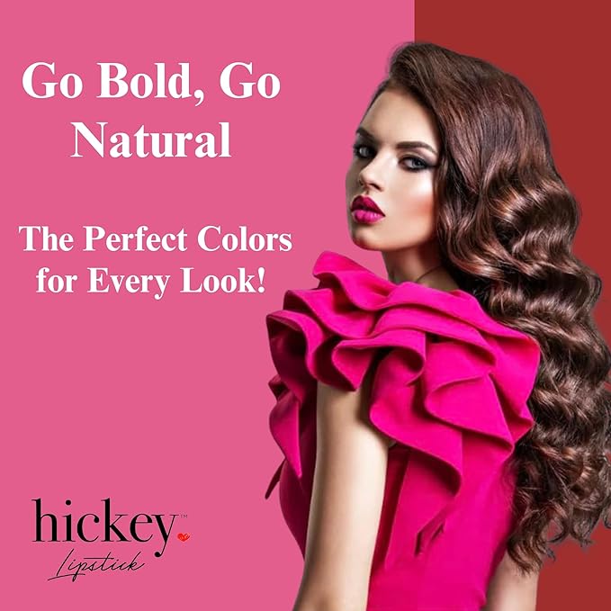 Hickey Lipstick Organic, Long Lasting Gluten Free Refillable Lipstick Collection THE VAULT COLLECTION - 8 Shades Red, Hot Pink, Nude, Light Pink, Coral, Berry, Mauve, Terracotta Nourishing