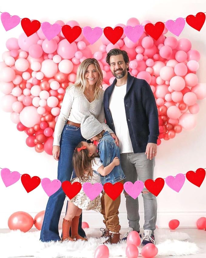 Red Pink Heart Banner Garland