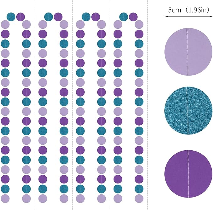 Purple-Blue Mermaid Party-Decorations Paper Garland Streamers - 52Ft Girls Birthday Baby Shower Glitter Hanging Decor Banner,Little Mermaid Theme Under The Sea Backdrop Bunting Panduola