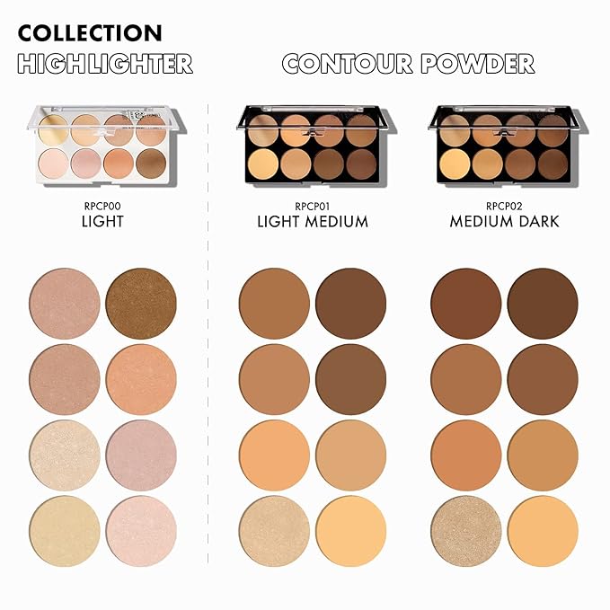 Ruby Kisses 3D Powder Contour Palette Medium Dark Define your cheekbones, perfect your nose, and sculpt your jawline