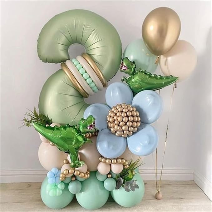 Sage Green 1 Balloons, 40 Inch Giant Olive Green Helium Foil Number 0-9 for Girls, Self Inflating 1st Birthday Balloon for Boys Women Anniversary Baby Shower Jungle Safari Party Decorations Supplies
