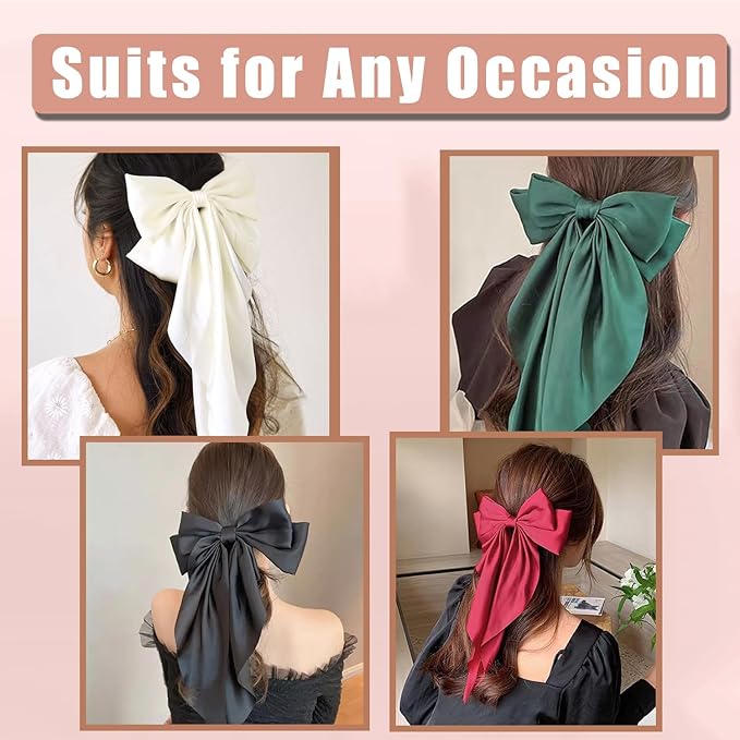 10 PCS Hair Bows,Hair Bows for Women,Hair Ribbons,Oversized Long-tail Cute Aesthetic Hair Accessories,Large Hair Barrettes for Women,Big Hair Bow,Big Bows for Girls