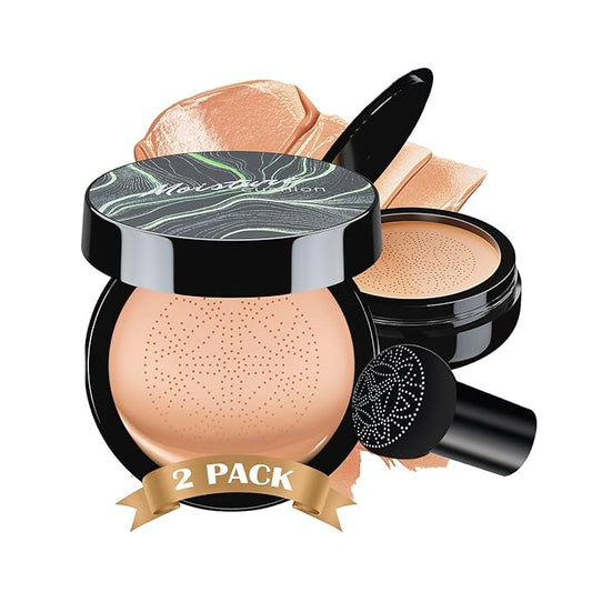 Mushroom Head Air Cushion CC Cream - BB Cream Face Makeup Foundation for Mature Skin Moisturizing Concealer Brighten Long-Lasting, Even Skin Tone for All Skin Types (2PCS Nude)