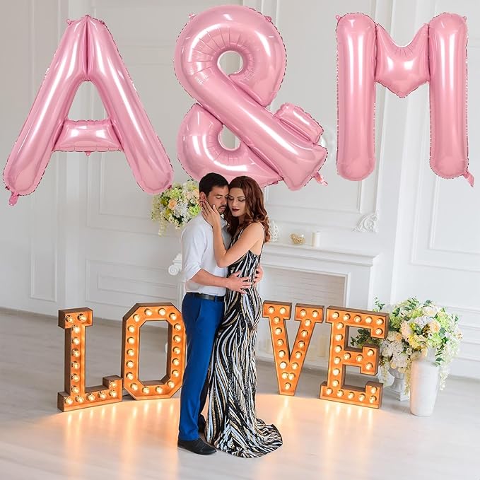 40 Inch Pastel Pink Letter Balloons, Baby Pink Giant Custom Foil Alphabet Balloon &, Mylar Self Inflating light pink Symbol &, Helium Letter & Balloon for Women Girls Birthday Party Decorations
