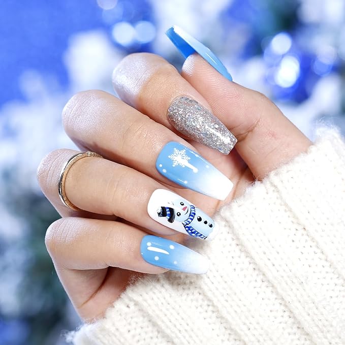 GELLEN Blue Gel Nail Polish Set, UV Gel Polish Baby Navy Cobalt Blue White Glitter Summer Winter Bright 6 Colors Set, Long Lasting No Wipe Soak Off Glossy Manicure Gifts for Women Girls Christmas