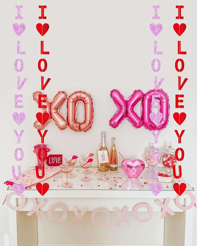 8 Pack I Love You Heart Garland Banner