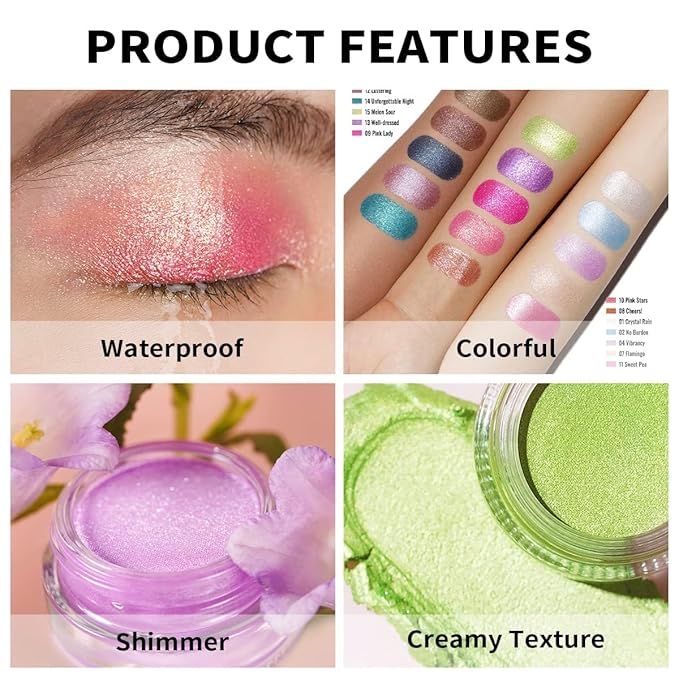 Oulac Shimmer White Cream Eyeshadow Primer| Highlighter Waterproof & Long Lasting Glitter Eyeshadow Natural Color Eye Shadow for Women 6g (01)