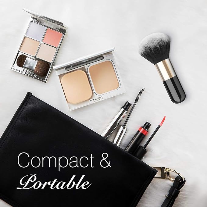 Luxspire Powder Makeup Brush, Flat Kabuki Brush, Single Large Makeup Brush Soft Face Mineral Powder Foundation Brush Blush Brush for Blending Makeup, Black & Gold