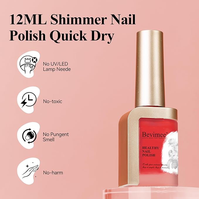Nail Polish, Air Quick Dry, Bright Red Color Nail Lacquer Non-Gel Fast Drying Nail Art Polish, Nail Pigment Oil-based Jelly Fingernail Concealer Polish, 1PC 12ML Long Last