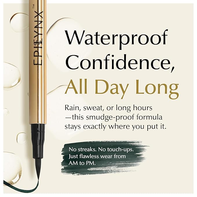 EPILYNX Waterproof Eyeliner - Smudge-Proof Liquid Eyeliner Pen with Precision Tip for Smooth, Long-Lasting Application - Vegan, Hypoallergenic & Gluten-Free Eye Liner - 2mL Green