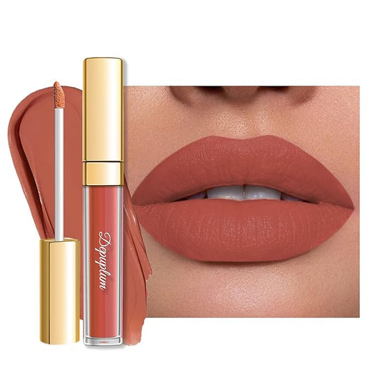 Coral Lipstick Matte for Women Super Stay Long Lasting Lipstick Smudge Proof No Transfer Liquid Lipsticks Cruelty Free Lip Makeup, DM19 Coral Nude