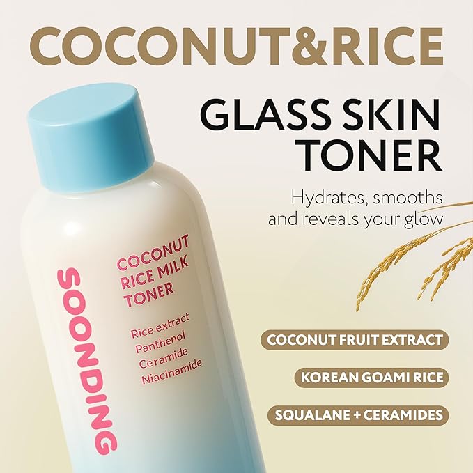 Coconut Rice Milk Toner | Calming Hydration, Smooth Skin Texture and Strengthen Skin Barrier with Rice, Panthenol, Ceramide, AHA | Fragrance-Free, Korean Skin Care (150ml/ 5.07 fl oz)