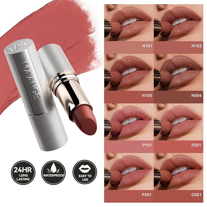 MAANGE Lipstick, Matte Lipstick Long Lasting Transfer-Proof Waterproof & Hydrating Lip Makeup, Full Coverage for a Nourishing Pout,1 Count-N504