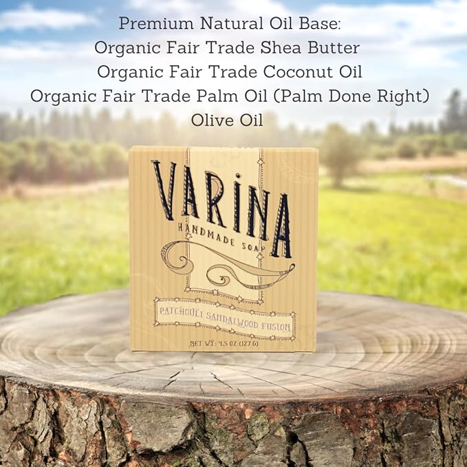 Patchouli Sandalwood Soap - Gentle Cleansing for Sensitive Skin, Earthy Scents - 3 Pack Handmade Soap