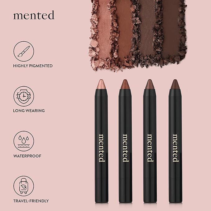 Mented Cosmetics Color Intense Eye Shadow Sticks, Cream Eyeshadow Stick Crayon, Easy-to-Apply Eyeshadow Pencils, Waterproof + Crease Proof Eye shadow Make Up, 0.05oz, Rosey Posey