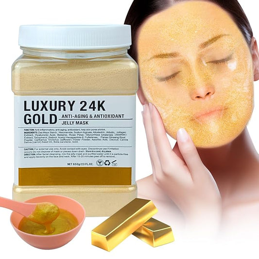 Jelly Mask for Facials Professional, Hydrating & Moisturizing Peel-Off Natural Gel Face Mask SkinCare, Professional Spa Use Jelly Face Masks, Deep Hydration & Glow 23 Fl Oz (24K Gold)