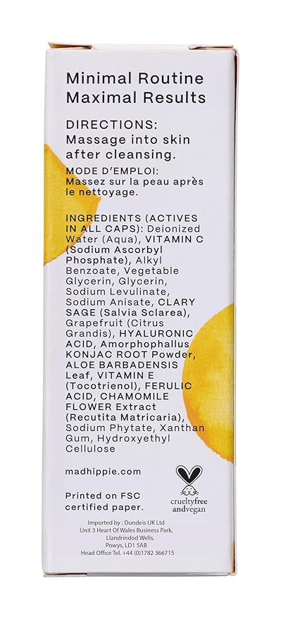 Mad Hippie Vitamin C Serum for Face with Hyaluronic Acid, Vitamin E & Ferulic Acid - Vitamin C Face Serum for Women/Men, Skin-Brightening Serum, 1.02 Fl Oz (Pack of 2)