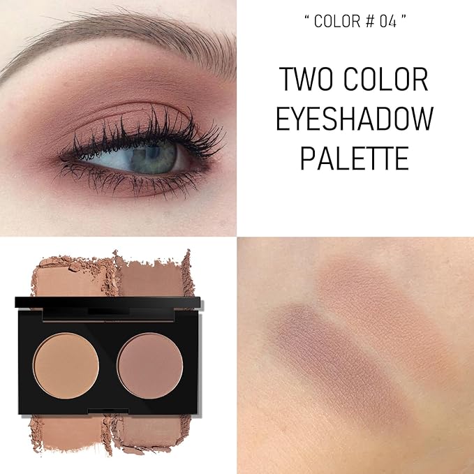 KYDA 2 Color Eyeshadow Palette, Taupe Brown and Matte Nude Eyeshadow Powder, Highly Pigment, Soft and Blendable Makeup for Daily Look -04