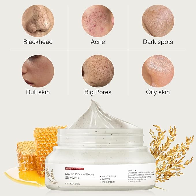 IREV Face Masks Skincare, Rice And Honey Glow Mask, Rice Masks For Face, Hydrating Face Masks For Women, Moisturizing Skincare, Gentle Clay Mask For Dry Sensitive Skin 150g