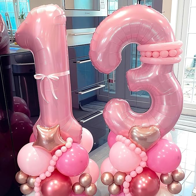 Pastel Pink 30 Balloon Number,40 Inch Light Pink 30 Balloons Large Helium Foil Mylar Number 30 Balloon for Birthday Party Anniversary Decorations