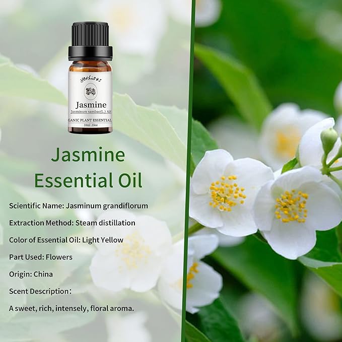 yethious Jasmine Essential Oils for Diffuser & Aromatherapy Pure Jasmine Oil for Skin Organic Jasmine Oils