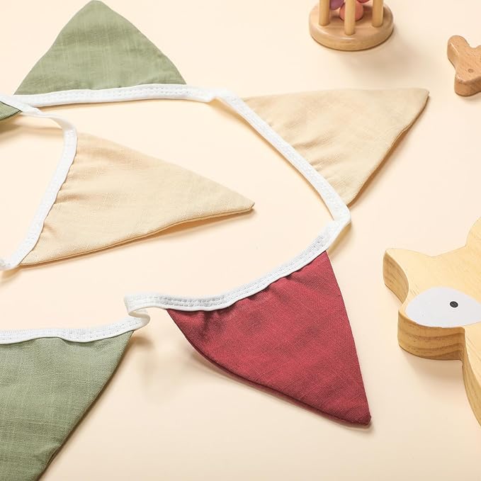 VitalCozy 17 ft Pennant Banner Flags, 2 Pcs Nursery Garland Triangle Bunting Flag Double Side Baby Banner for Boho Decor Baby Shower Birthday Wedding Party Event, Each 8.5 ft(Rustic Colors)