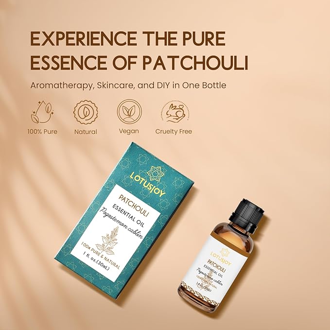 Patchouli Essential Oil for Skin Hair Diffuser, 100% Pure Natural Patchouli Oil for Room Spray, Roll On, DIY Candles & Soap Making - 1 Oz