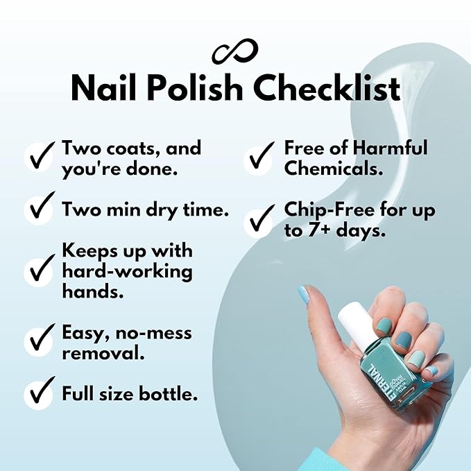 Eternal Green Nail Polish Set for Women (MINDFULNESS) - Light Blue Nail Polish Set for Girls - Long Lasting & Quick White Nail Polish for Home DIY Manicure & Pedicure - Made in USA, 13.5mL (Set of 4)