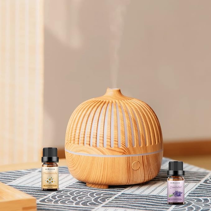 Sedbuwza Lavender Chamomile Essential Oil Set, Lavender Fragrance Oil Chamomile Scent Oil Set for Diffuser, Aromatherapy, Massage, Soap, Candle Making 2 x 10 ml