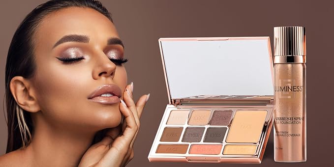 LUMINESS Face Time Essentials Face Palette - Includes Bronzer, Blush, Highlighter, Face Powder and 6 Eyeshadows - Highly Pigmented, Long-Wearing Makeup Palette - Silky Smooth, Easy to Blend