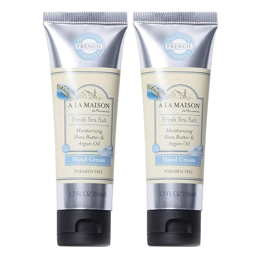 A LA MAISON Moisturizing Cream, Fresh Sea Salt - Uses: Hand, Argan Oil, Pure Shea Butter, Essential Oils, Plant Based, Cruelty-Free, SLS and Paraben Free (1.7 Oz, 2 Pack)