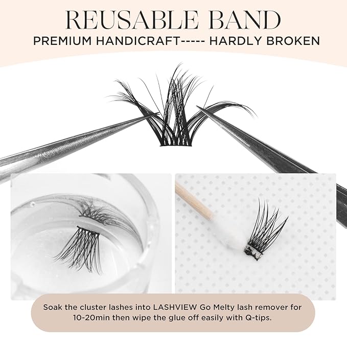PopUp Lash Clusters 144 Pcs Cluster Lashes DIY Cluster Eyelash Extensions Mega Volume Reusable Individual Lashes Cluster Volume Look Super Thin Band & Soft(D10)